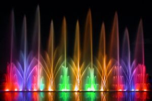 water fountains with lights